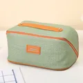 Grüne Kosmetiktasche mit Webmuster, orangefarbenem Griff und Herz-Label - Geflochtener Stil / Grün