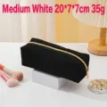 Schwarze Cord-Kosmetiktasche mit Goldreißverschluss in mittlerer Größe für Reisen - M / 20x7x7cm / Schwarz