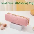 Kleines rosa Cord-Federmäppchen und Kosmetiktasche mit Goldreißverschluss, 20x5x5cm - S / 20x5x5cm / Rosa