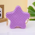 Petit sac bandoulière étoile en gelée violette avec texture perlée et chaîne dorée - Violet Foncé