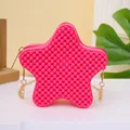 Sac à bandoulière en gelée rose en forme d'étoile avec élégante chaîne dorée pour filles - Rose rouge