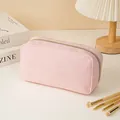 Portable pink corduroy makeup bag with large capacity for travel storage of cosmetics - Pink (DXR-556)