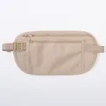 Pochette de voyage antivol fine beige avec deux compartiments à fermeture éclair - Style Invisible / Beige