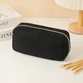 Minimalist black corduroy cosmetic bag with gold zipper for large capacity travel storage - Black (DXR-556)