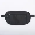 Sacoche de ceinture antivol ultra-fine noire avec deux fermetures éclair et boucle réglable - Style Invisible / Noir