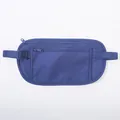Sacoche de ceinture antivol bleue mince pour voyage et sport avec double fermeture éclair - Style Invisible / Bleu