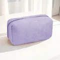 Lila Cord-Kosmetiktasche und Federmäppchen mit großem Fassungsvermögen und Reißverschluss - 3D-Stil / 18x7x10cm / Lila