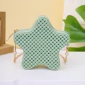 Sac bandoulière étoile vert clair en gelée avec texture perlée et chaîne dorée - Vert clair