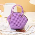 Süße lila Mini-Gelee-Tasche in Muschelform für Kinder mit goldener Metallkette - Lila