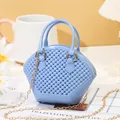Elegante himmelblaue Mini-Schale Jelly Handtasche für Mädchen mit goldener Kette - Blau