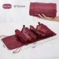 Premium 4-in-1 detachable folding makeup bag travel cosmetic organizer in wine red - Burgundy