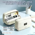 Große Kapazität 11-Schicht magnetische stehende Federtasche und Briefpapier-Organizer - Weiß