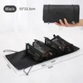 Detachable 4-in-1 black folding travel makeup bag with mesh pouches - Black (Black Letter)