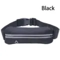 Sleek black running waist bag with reflective zipper and headphone port - Black