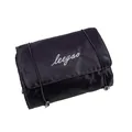 Black 4-in-1 detachable mesh cosmetic storage bag with a white embroidered logo - Black