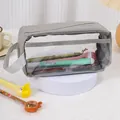 Estuche transparente gris de gran capacidad con asa para guardar papelería - Gris