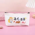 Inspirational cute canvas pencil case featuring a cartoon girl illustration and zipper closure - Keep Going Every Day