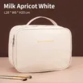 Large capacity portable travel cosmetic bag in cream white color - Handbag Style / Milky Apricot