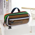 Großes Federmäppchen mit Tragegriff in Kontrastfarben Braun und Grün, SKU Frontansicht - Tragbare Federtasche (Marine) / Marineblau