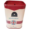 Hucha cuadrada de metal de estilo británico con estampado de Gentleman London - Soldier Red