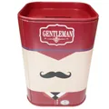 Hucha cuadrada de hojalata con diseño de bigote de caballero inglés para niños - beard red