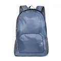 Leichter faltbarer dunkelblauer Rucksack zum Wandern und Reisen mit seitlichen Netztaschen - Hellgrau