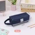 Blaue Oxford-Stoff Federtasche mit großem Fassungsvermögen und Doppelreißverschluss - Marineblau