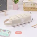 Große Kapazität Oxford-Stoff Federtasche mit Doppelreißverschluss in stilvollem Grau - Beige