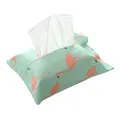 Mintgroene katoen-linnen tissueboxhoes met flamingo-print voor stijlvolle decoratie. - Groene Flamingo