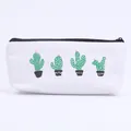 Cute cartoon cactus pattern canvas pencil case with large capacity for stationery storage - Four Cacti