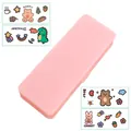 Astuccio per matite in plastica rosa a doppio strato con adesivi - Doppio Strato (Con 4 Adesivi) / Rosa