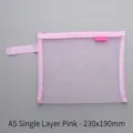 A5 size pink single-layer mesh zipper file bag for stationery storage, 230x190mm - A5 Single Layer / 23×19cm / Pink