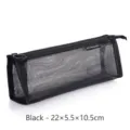 Large capacity black mesh pencil case for students with dimensions 22x5.5x10.5cm - Large Triangle - Black