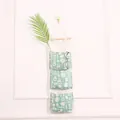 Organizer da parete in cotone e lino con tre tasche e motivo da cucina verde per porta. - Stoviglie Verdi