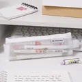 Portable small white mesh pencil pouch with translucent design and zipper closure - Mini Trapezoid Style / Small / White
