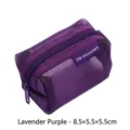 Compact lavender purple rectangular mesh storage pouch for coins and keys with zipper - 8.5x5.5x5.5cm / Bellflower Purple
