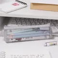 Minimalist mini gray transparent mesh pencil case for student school stationery kit - Mini Trapezoid Style / Small / Gray