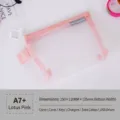 Portable pink nylon mesh pouch A7+ size semi-transparent organizer bag for travel - A7 / Lotus Pink