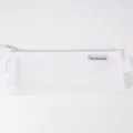Minimalistisches weißes Federmäppchen aus Netzgewebe mit Reißverschluss - 20.5×7×3cm / Weiß-Trapez