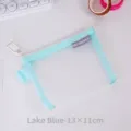 Seeblaue Kosmetiktasche aus Mesh, kleine transparente Reißverschlusstasche - Kleiner Horizontaler Stil (D060) / 13x11cm / Seeblau