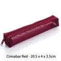 Mini mesh pennenzak in cinnaberrood, 20,5x4x3,5 cm draagbare opbergtas voor schrijfwaren - 20,5 × 4 × 3,5 cm / Vermiljoenrood