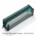 Minimalistische groene mesh etui voor studenten, grote capaciteit, afmeting 20x6x6 cm - Groot Vierkant (20x6x6cm) / Donkergroen