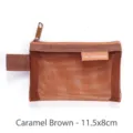 Karamellbraune Nylon Netz Reißverschlusstasche kleine Mini Münzbörse Tasche 11.5x8cm - 11.5x8cm / Karamellbraun