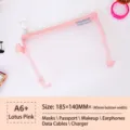 Portable A6 lotus pink nylon mesh storage bag with zipper for makeup and travel accessories - A6 / Lotus Pink