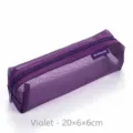 Paarse mesh pennenzak voor studenten, 20x6x6cm, duurzame en minimalistische opbergtas - Groot Vierkant (20x6x6cm) / Klokjesbloem Paars