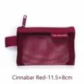 Burgunderrote Nylon-Netz Mini-Quadrat-Reißverschlusstasche für Münzen 11,5x8cm Variante - 11.5x8cm / Zinnoberrot