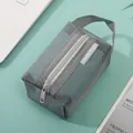 Portable gray nylon mesh storage bag with zipper and handle for coins and small items - Mesh Grey