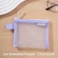 Compact icy purple mesh cosmetic bag for makeup storage and travel, size 13.5x11cm - Small / Smoothie Purple