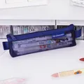 Minimalistisch donkerblauw driehoekig etui van gaas voor pennen en kantoorartikelen - Mini Driehoekige Stijl / Diepzeeblauw