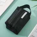 Portable black nylon mesh storage pouch with zipper and handle for coins and toys - Mesh Black